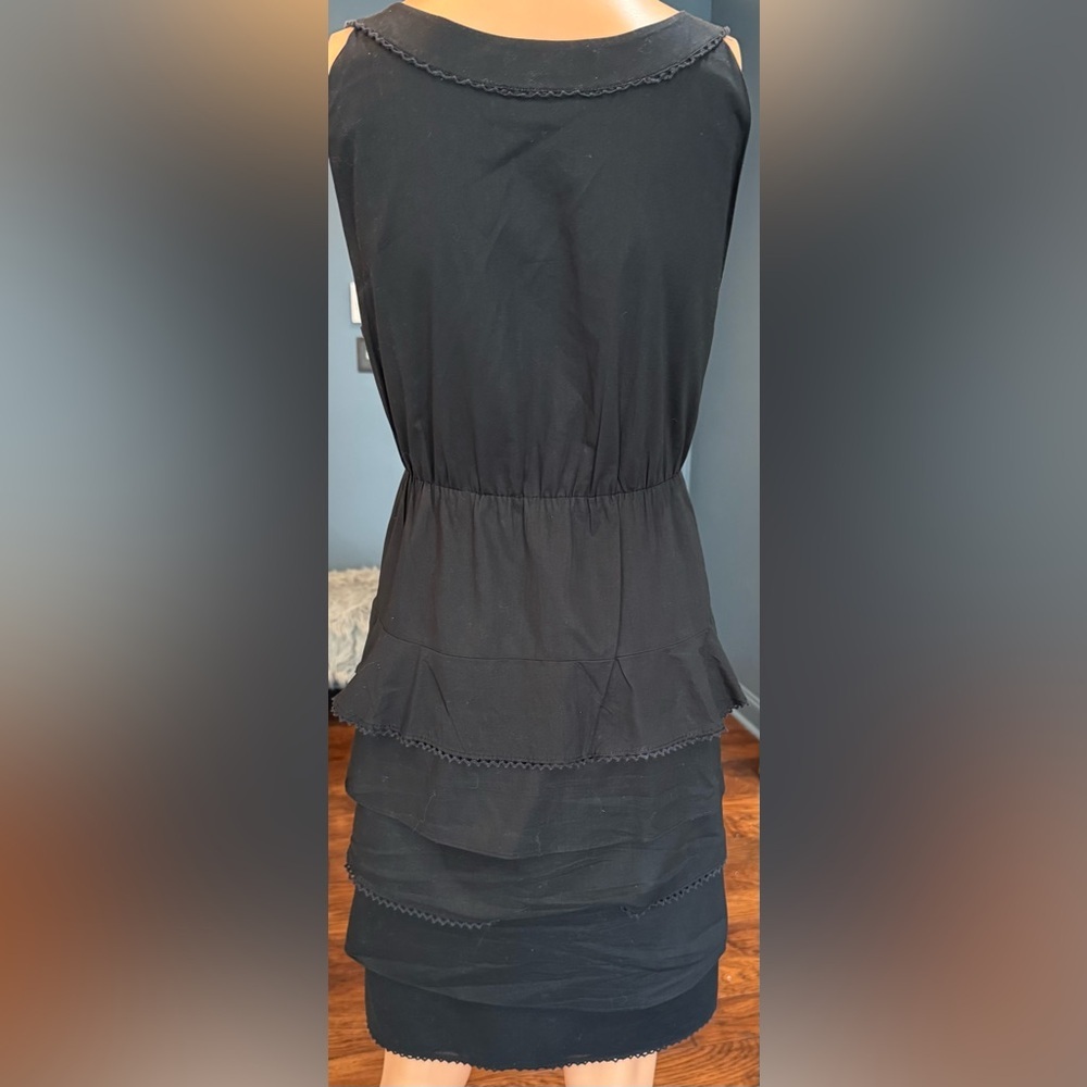 Madison Black Ruffle Bib Tiered Dress Keyhole Sleeveless Size 10 - Picture 3 of 8